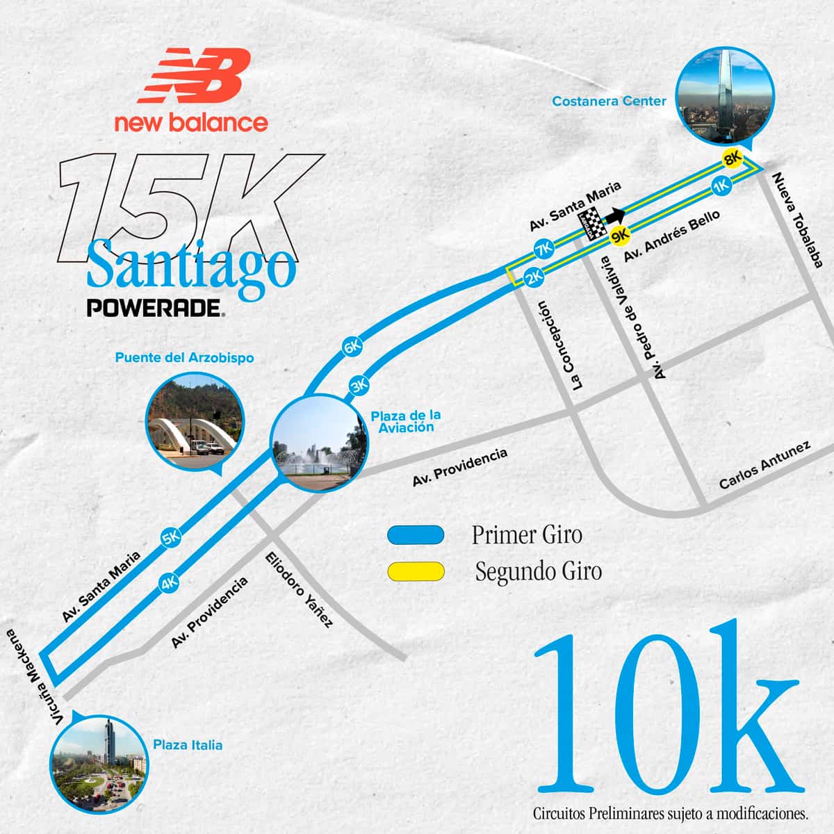Recorrido de los 10K - New Balance 15K Santiago 2025