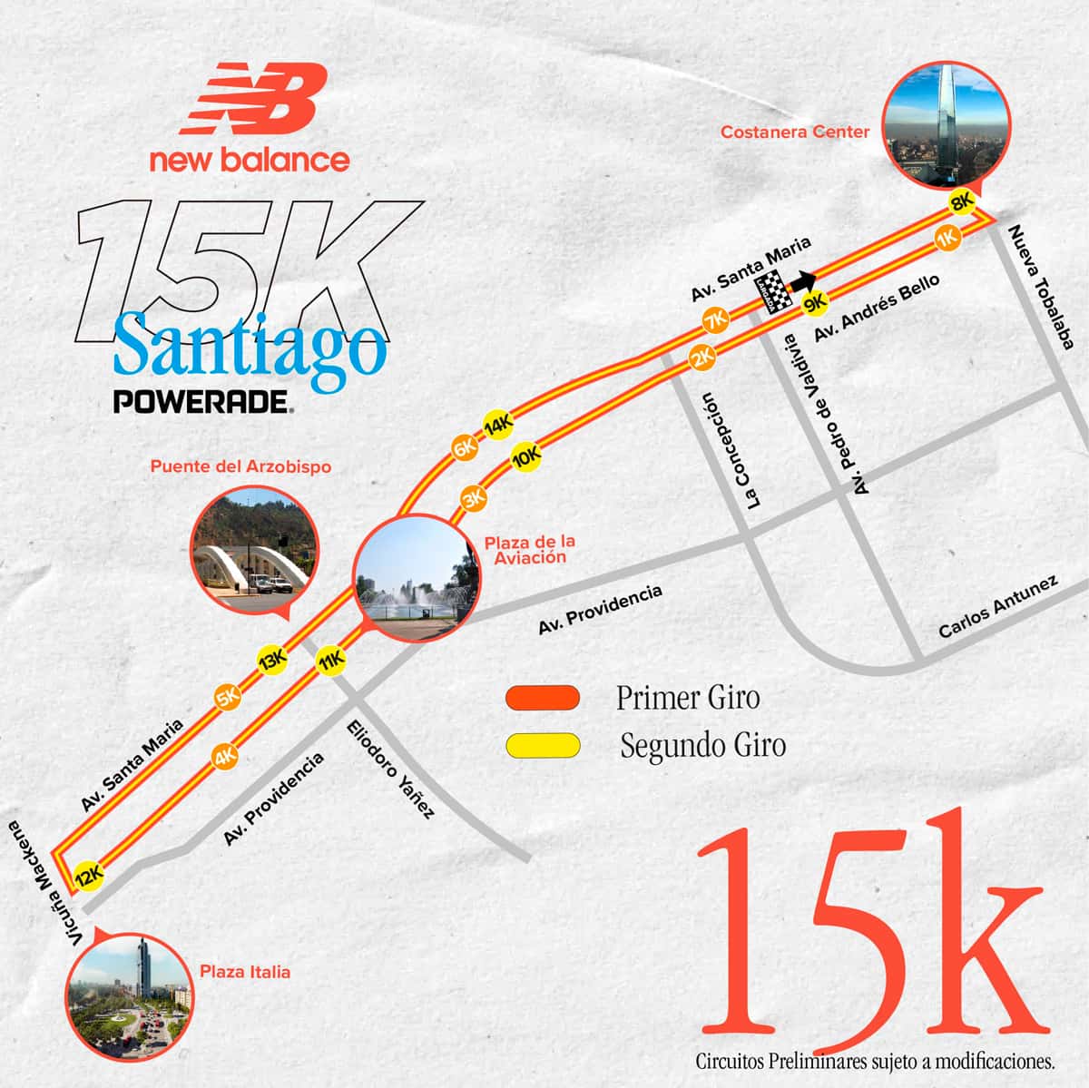 Recorrido de los 15K - New Balance 15K Santiago 2025
