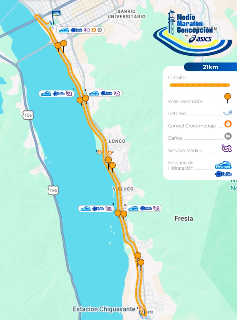 Recorrido del Medio Maratón de Concepción 2026