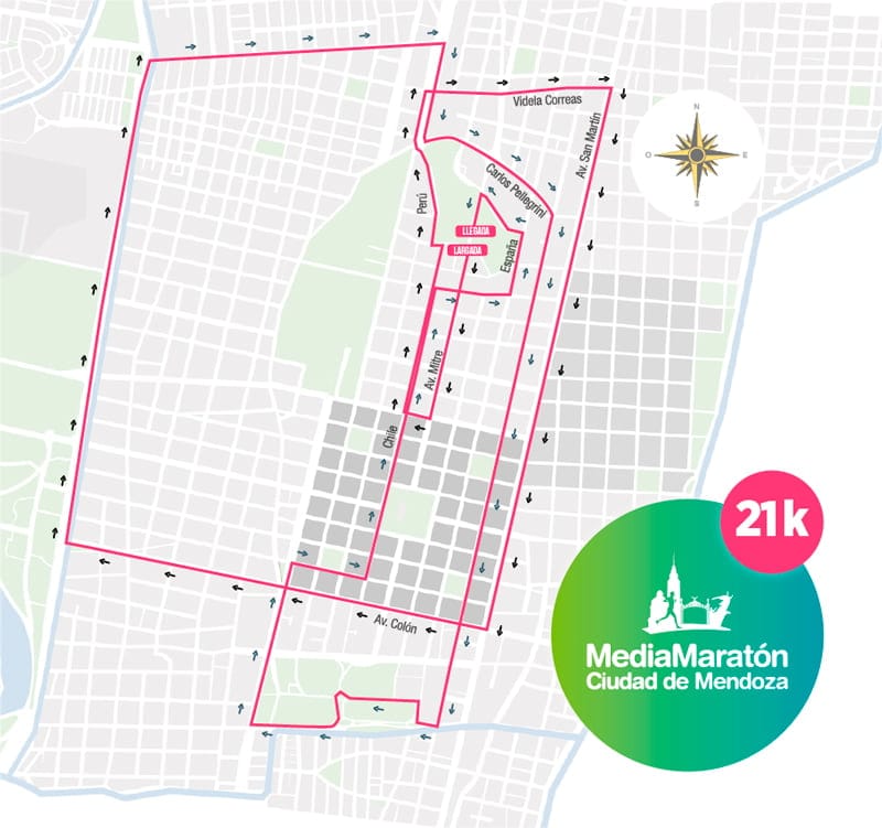 Ruta de la Media Maratón de Mendoza 2026