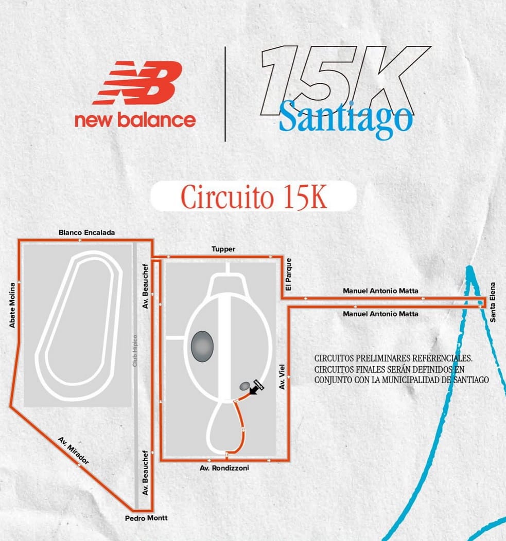 Ruta de los 15K del NB 15K Santiago 2026