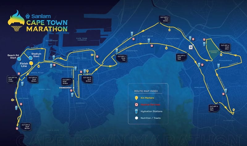 Ruta del Maratón de Ciudad del Cabo 2026